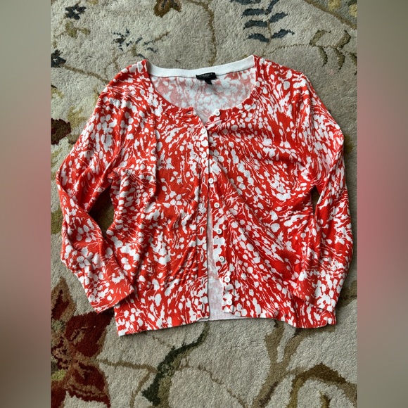 Talbots Size Small Petite Orange-Red Women’s Button Up Cardigan - Picture 1 of 3